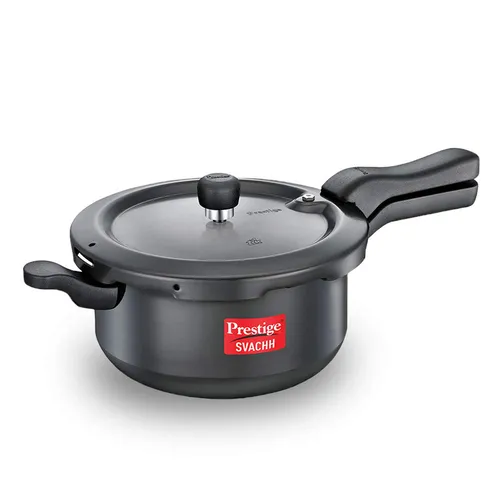  Prestige Svachh Hard Anodised Spillage Control Senior Pressure Cooker, 5 L (Black)